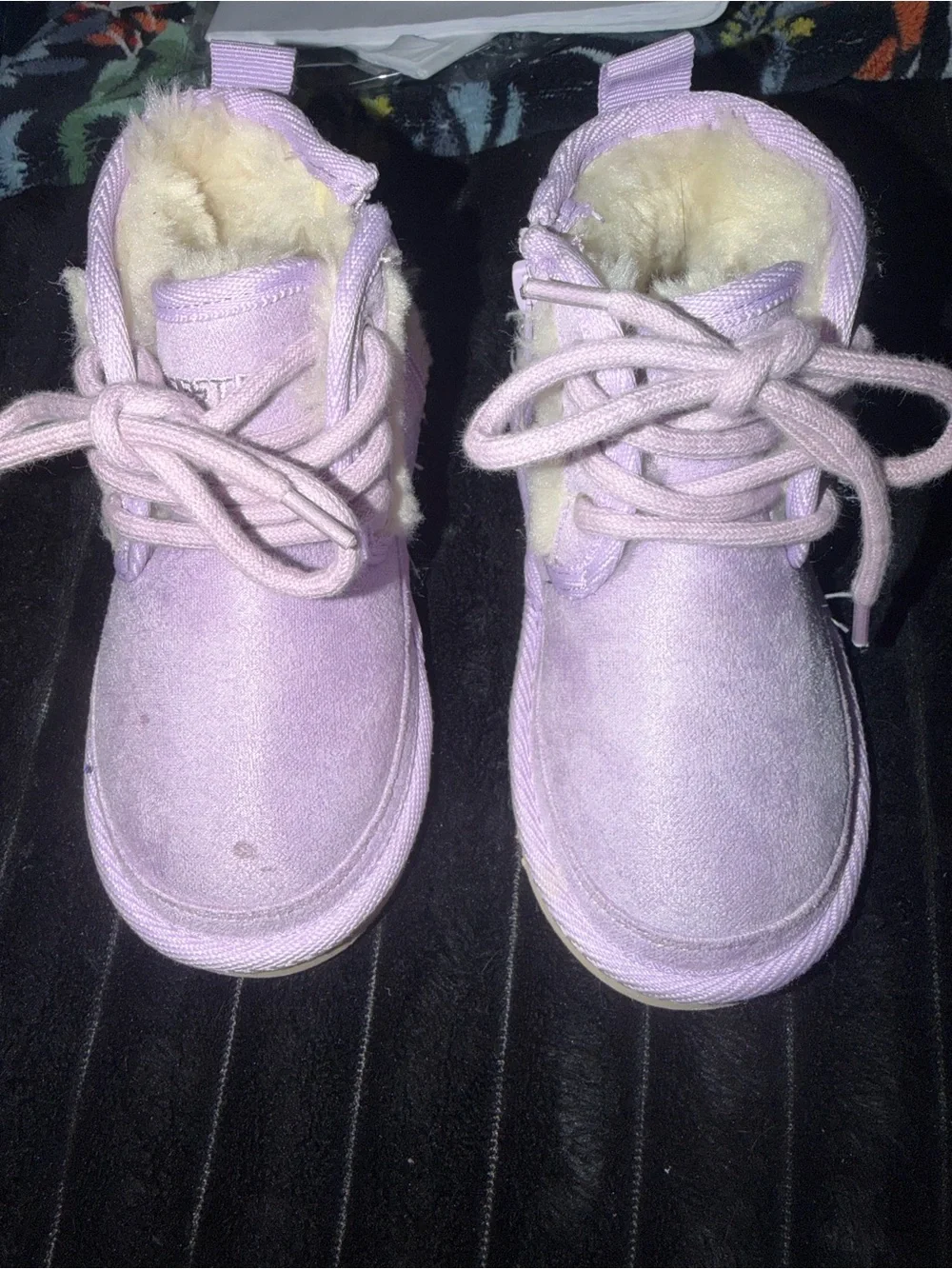 Kids Lilac Faux-Shearling Lace-Up Shoes